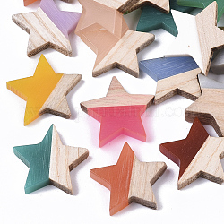 Cabochons en résine & bois, étoiles du nord, couleur mixte, 17.5x18x3.5mm