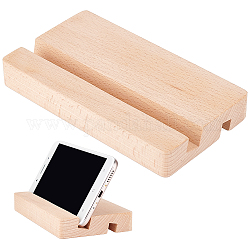 BENECREAT Wooden Mobile Phone Stand Holder, Two Sides BurlyWood Universal Cell Phone Stand Desktop Smartphone Stand for Desk, 8x14x1.95cm
