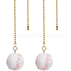 Decorazione pendente in plastica, con catena a sfera in ottone, baseball, bianco, 368mm