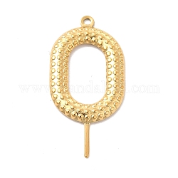 Ion Plating(IP) 304 Stainless Steel Pendants, Oval Charm, Real 18K Gold Plated, 42x20.5x2mm, Hole: 1.8mm