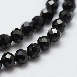 Chapelets de perles en spinelle noir naturel, facette, ronde, 5mm, Trou: 0.5mm, Environ 75 pcs/chapelet, 15.35 pouce (39 cm)