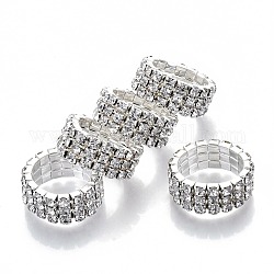 Anillos de dedo de hierro, con diamante de imitación, Platino, cristal, tamaño de 5, diámetro interior: 16 mm