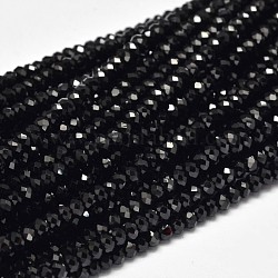 Chapelets de perles en rondelles facettées en spinelle noire naturelle, 3x2mm, Trou: 1mm, Environ 180 pcs/chapelet, 15.5