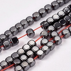 Non magnetici perle ematite sintetico fili, cubo, grado aaa, 3x3x3mm, Foro: 1 mm