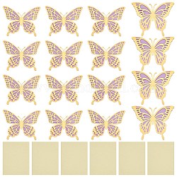 Бумажные 3d украшения бабочки, с клейкой наклейкой, Для магнитов на холодильник или настенных украшений, разноцветные, Бабочка: 205~230x266~300x0.2 mm, 14 шт / пакет