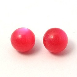 Imitation Cat Eye Resin Round Beads, Deep Pink, about 8mm in diameter, hole: 1.5mm