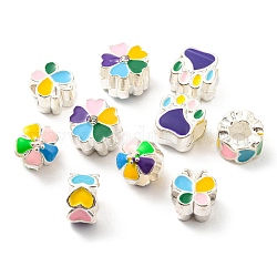 Europäische Perlen aus legiertem Eanmel, Großloch perlen, Platin Farbe, Blumen-, Schmetterlings- und Pfotenabdruck, Mischfarbe, 12x10.5x7.5 mm, Bohrung: 5 mm