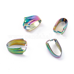 Ion Plating(IP) 304 Stainless Steel Snap on Bails, Rainbow Color, 11x6x5mm, Inner: 10x5mm