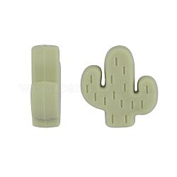 20 pz perline focali in silicone ecologico per uso alimentare di cactus, masticare perline per i denti, fare collane fai-da-te fai-da-te, oliva, 29x23x8mm, Foro: 2 mm