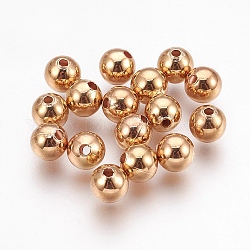Perles séparateurs en laiton, sans nickel, véritable 18k plaqué or, ronde, 6mm, Trou: 1mm