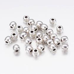 Tibetischer stil legierung perlen, Bleifrei und Nickel frei und Cadmiumfrei, Fass, Antik Silber Farbe, ca. 6 mm Durchmesser, 5 mm dick, Bohrung: 2.5 mm
