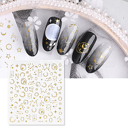 Calcomanías de uñas de arte calcomanías, autoadhesivo, 3d pegatinas, para decoraciones con puntas de uñas, oro, 138x90mm