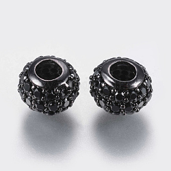 Perles de zircone cubique micro pave en Laiton, rondelle, noir, gunmetal, 8x5.5mm, Trou: 3mm