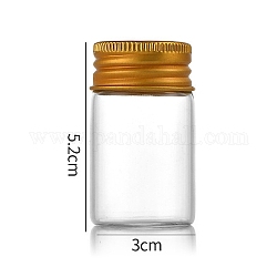 Klarglasflaschen Wulst Container, Perlenaufbewahrungsröhrchen mit Schraubverschluss und Aluminiumkappe, Kolumne, golden, 3x5 cm, Kapazität: 20 ml (0.68 fl. oz)