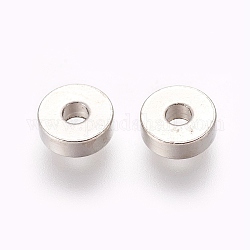 Perline di distanziatore in ottone, rondelle, platino, 6x2mm, Foro: 2 mm