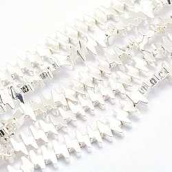 Chapelets de perles en hématite synthétique sans magnétiques, AA grade, Plaqué longue durée, éclair, Plaqué Argent, 3x7x2mm, Trou: 0.8mm, Environ 125 pcs/chapelet, 15.7 pouce (40 cm)