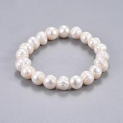 Cuentas de perlas naturales estiran pulseras, blanco, 2 pulgada (5.2 cm)