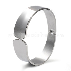 304 bracelets manchette larges en acier inoxydable, bracelet à charnière simple, couleur inoxydable, diamètre intérieur: 1-7/8x2-1/4 pouce (4.65x5.8 cm)