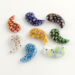 Perles en verre de millefiori manuelles, couleur mixte, 24x14x4.5mm, Trou: 2mm