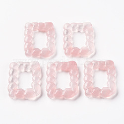 Colgantes de resina de gelatina de imitación, de piedras preciosas de imitación, Rectángulo, rosa, 31x24.5x5.5mm, agujero: 1.4 mm