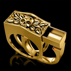 2 шт., 2 стиля, прямоугольник с парой черепов, одинаковые кольца на палец, модные украшения из сплава в готическом стиле для любителей лучших друзей, античное золото , размер США 12 (21.4 мм)