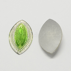 Horse Eye Resin Cabochons, Silver Bottom Plated, Lawn Green, 45x25x6mm, about 150pcs/bag