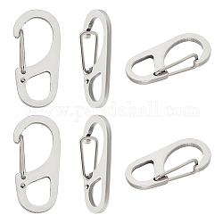 Unicraftale 6Pcs 202 Stainless Steel Keychain Carabiner, Quick Release Snap Hook, Stainless Steel Color, 32.5x16.5x7mm
