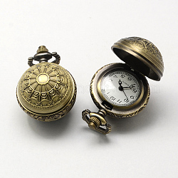 Старинные цинковый сплав кварцевые часы головы, для карманных часов кулон ожерелье материалы, античная бронза, 36x27x25 мм, отверстие : 10x1 мм