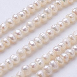 Hebras de perlas de agua dulce cultivadas naturales, patata, crema, 2.5~4.5x4.5~6mm, agujero: 0.7 mm, aproximamente 87~90 pcs / cadena, 1.36~1.38 pulgada (34.5~35 cm)