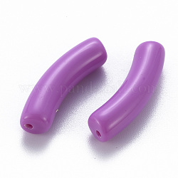 Opaque Acrylic Beads, Curved Tube, Medium Orchid, 32x9.5x8mm, Hole: 1.8mm