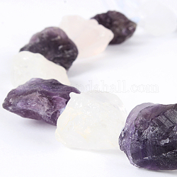 Natural Gemstone Crystal & Amethyst Quartz Rough Nuggets Bead Strands, 13~40x10~26x10~23mm, Hole: 2mm, about 14~19pcs/strand, 16.54 inch