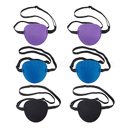 Globleland 6 pièces 3 couleurs polyester masques pour les yeux simples, patch borgne ajustable style pirate, visière d'entraînement correctrice optique pour enfant, avec une éponge, couleur mixte, 205~338x10mm, 2 pcs / couleur