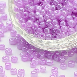 6/0 perles de rocaille en verre, Ceylan, ronde, trou rond, violette, 6/0, 4mm, Trou: 1.5mm, environ 500 pcs/50 g, 50 g / sac, 18 sacs/2 livres
