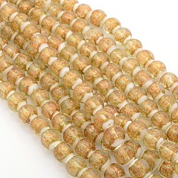 Handmade Gold Sand Lampwork Round Beads Strands, Bisque, 12mm, Hole: 1mm,  about 16pcs/strand, 7.87inch