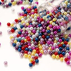Perles acryliques de perles d'imitation, sans trou, ronde, couleur mixte, 3mm, environ 10000 pcs / sachet 