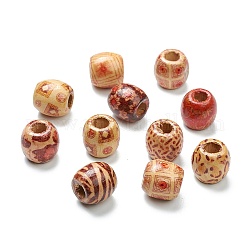 (vendita difettosa di closeout), perline miste di legno naturale, per monili che fanno charms spacer sciolti, barile, colore misto, 16x17mm, Foro: 7.3 mm