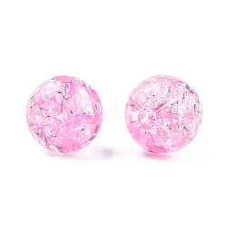 Perline di acrilico trasparente crackle, tondo, perla rosa, 10mm, Foro: 2 mm, su 943pc / 500g