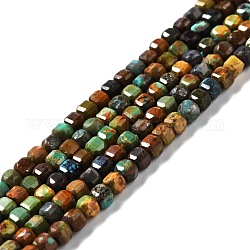 Chapelets de perles en turquoise de HuBei naturelle, facette, cube, 3x3x3mm, Trou: 0.6mm, Environ 135 pcs/chapelet, 15.35'' (39 cm)