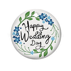 Фарфора ручной работы подвески, плоское круглое слово с днем свадьбы, королевский синий, 75x2 мм