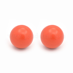 Perles en laiton peintes rondes de bombe sans perforation, rouge-orange, 16mm