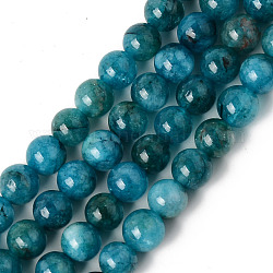 Chapelets de perles de quartz naturel, teints et chauffée, imitation apatite, ronde, sarcelle, 6~6.5mm, Trou: 1mm, Environ 63 pcs/chapelet, 15.35 pouce (39 cm)