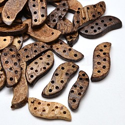 Enlaces ondulados de coco, coco marrón, 29~31x10~11x4~6mm, agujero: 2 mm