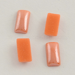 Pearlized Plated Opaque Glass Cabochons, Rectangle, Orange Red, 10x5x2.5mm