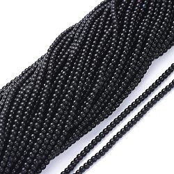 Chapelets de perles en verre opaques, ronde, noir, 2.5mm, Trou: 0.7mm, Environ 177 pcs/chapelet, 14.09 pouce (35.8 cm)