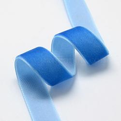 Односторонняя бархатная лента толщиной 5/8 дюйм, Плут синий, 5/8 дюйм (15.9 мм), около 25 ярдов / рулон (22.86 м / рулон)