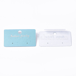 Plastic Display Cards, Used For Earrings, Rectangle, Sky Blue, 3.1x5.2x0.7~0.8cm, Hole: 6mm