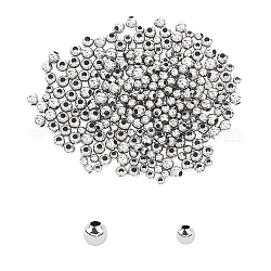 Unicraftale 600pcs 2 Größen 3mm / 4mm runde Abstandsperlen 316 Edelstahl lose Perlen kleines Loch Abstandsperlen glatte Oberfläche Perlen finden für DIY Schmuckherstellung, Loch 1~1.5 mm