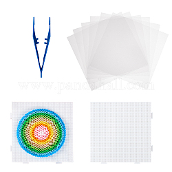 DIY Fuse Beads Sets, with Thermostability Ironing Papers, Tweezers and ABC Plastic Pegboards Used for 2.6mm DIY Fuse Beads, Square, White, 150x150x0.1mm, 145x145x6mm, 130x35x11mm