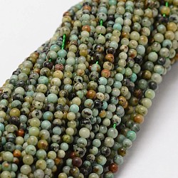 Fili di perle naturali di turchese africano (diaspro), tondo, 2mm, Foro: 0.5 mm, 190 pcs / Filo