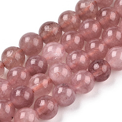 Chapelets de perles de quartz naturel, teints et chauffée, Imitation de la pierre de soleil, ronde, rouge indien, 6~6.5mm, Trou: 1mm, Environ 63 pcs/chapelet, 15.35 pouce (39 cm)